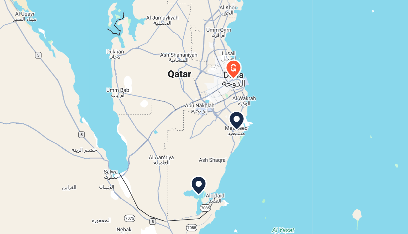 Tour route map for Overnight Desert Safari